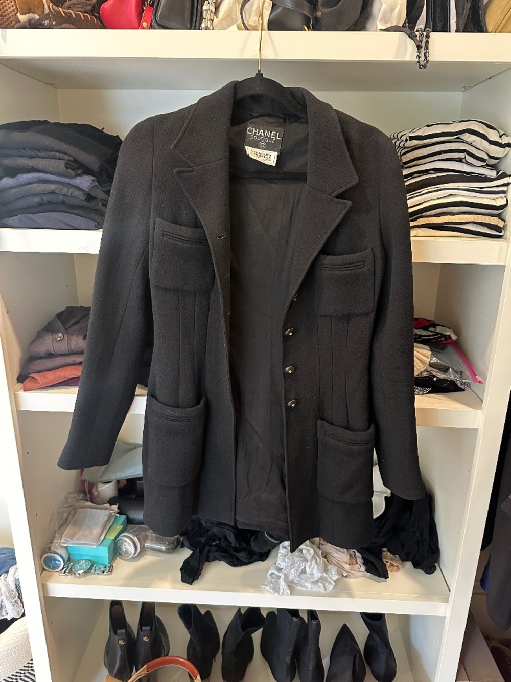 CHANEL classic black tweed blazer